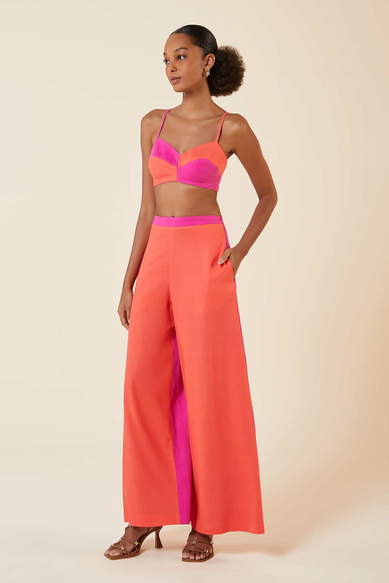 CALCA LINHO MIX CORES ROSE / CORAL P - ROSE / CORAL - 263184