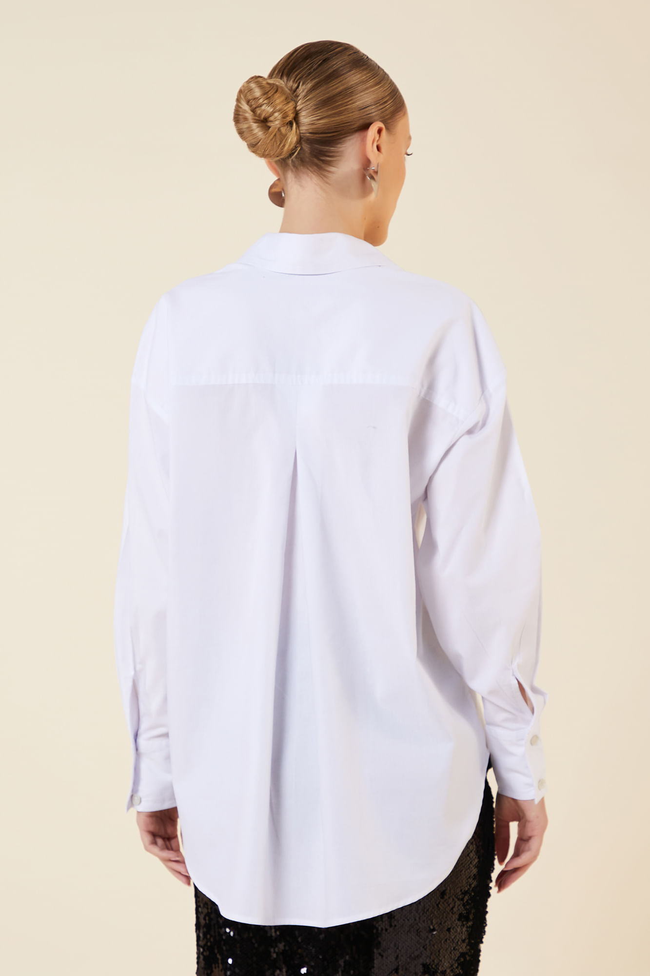 CAMISAO TRICOLINE BORDADO BOLSO BRANCO P - BRANCO - 263731