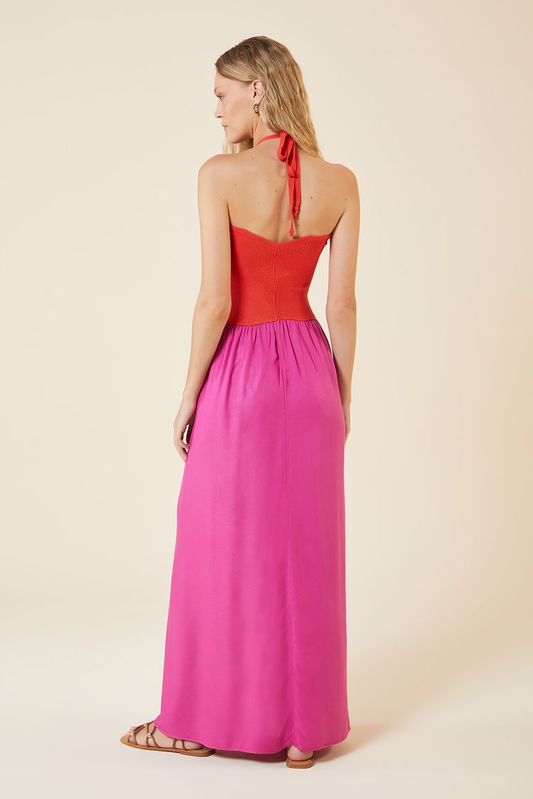 VESTIDO MIX TRICOT CORAL / ROSE PP - CORAL / ROSE - 263820