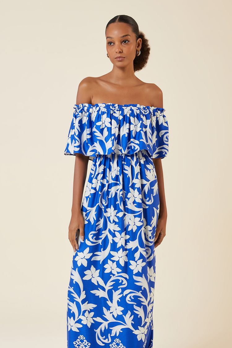 VESTIDO LONGO ESTAMPA  BELLA AZUR PP - EST BELLA AZUR - 264127