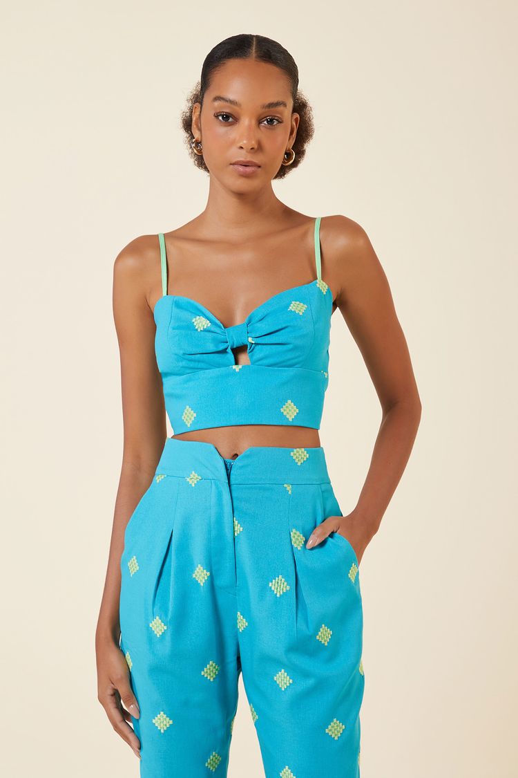 CROPPED LINHO NO LOSANGOS TURQUESA P - TURQUESA - 264499