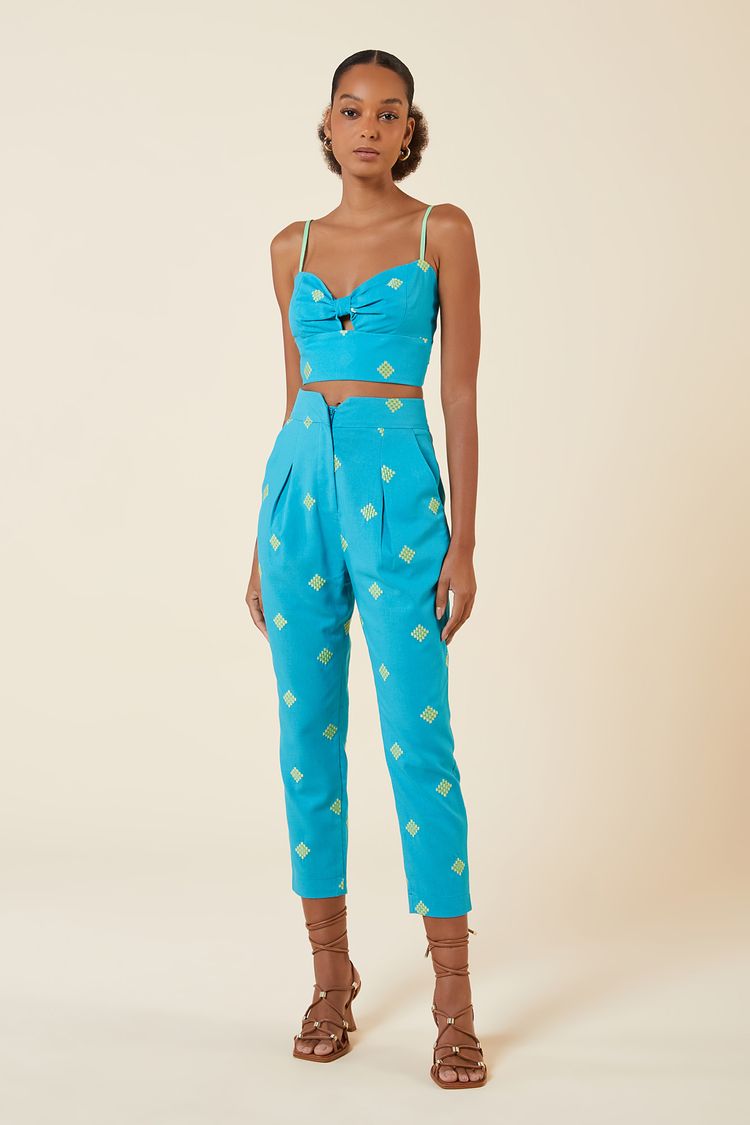 CROPPED LINHO NO LOSANGOS TURQUESA P - TURQUESA - 264504