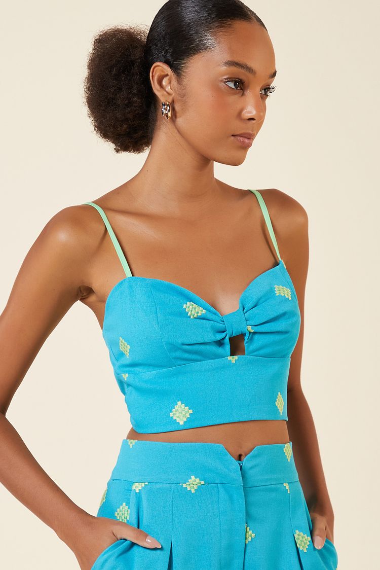 CROPPED LINHO NO LOSANGOS TURQUESA P - TURQUESA - 264509