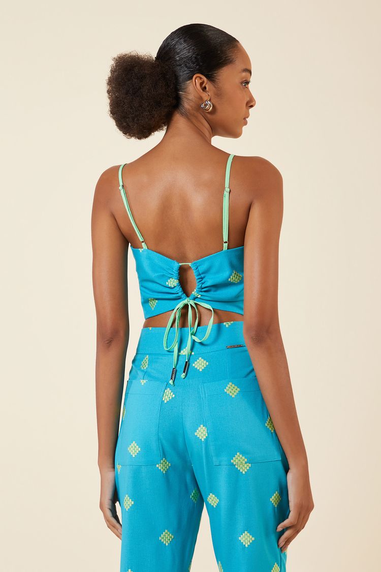 CROPPED LINHO NO LOSANGOS TURQUESA P - TURQUESA - 264514