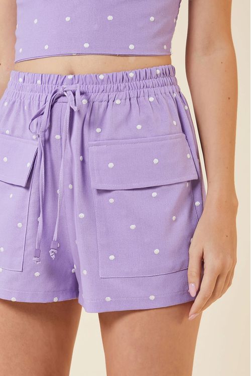 SHORT LINHO POAS LILAC / CREME