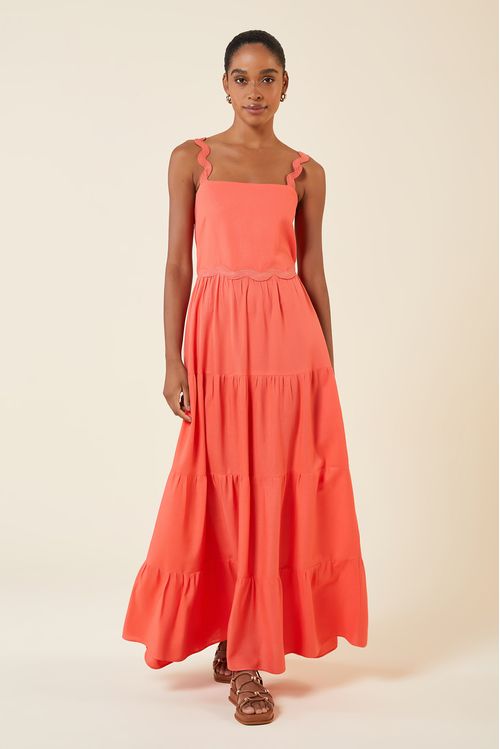 VESTIDO LONGO SIANINHAS CORAL