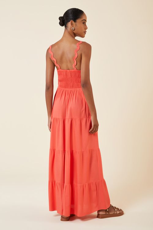 VESTIDO LONGO SIANINHAS CORAL