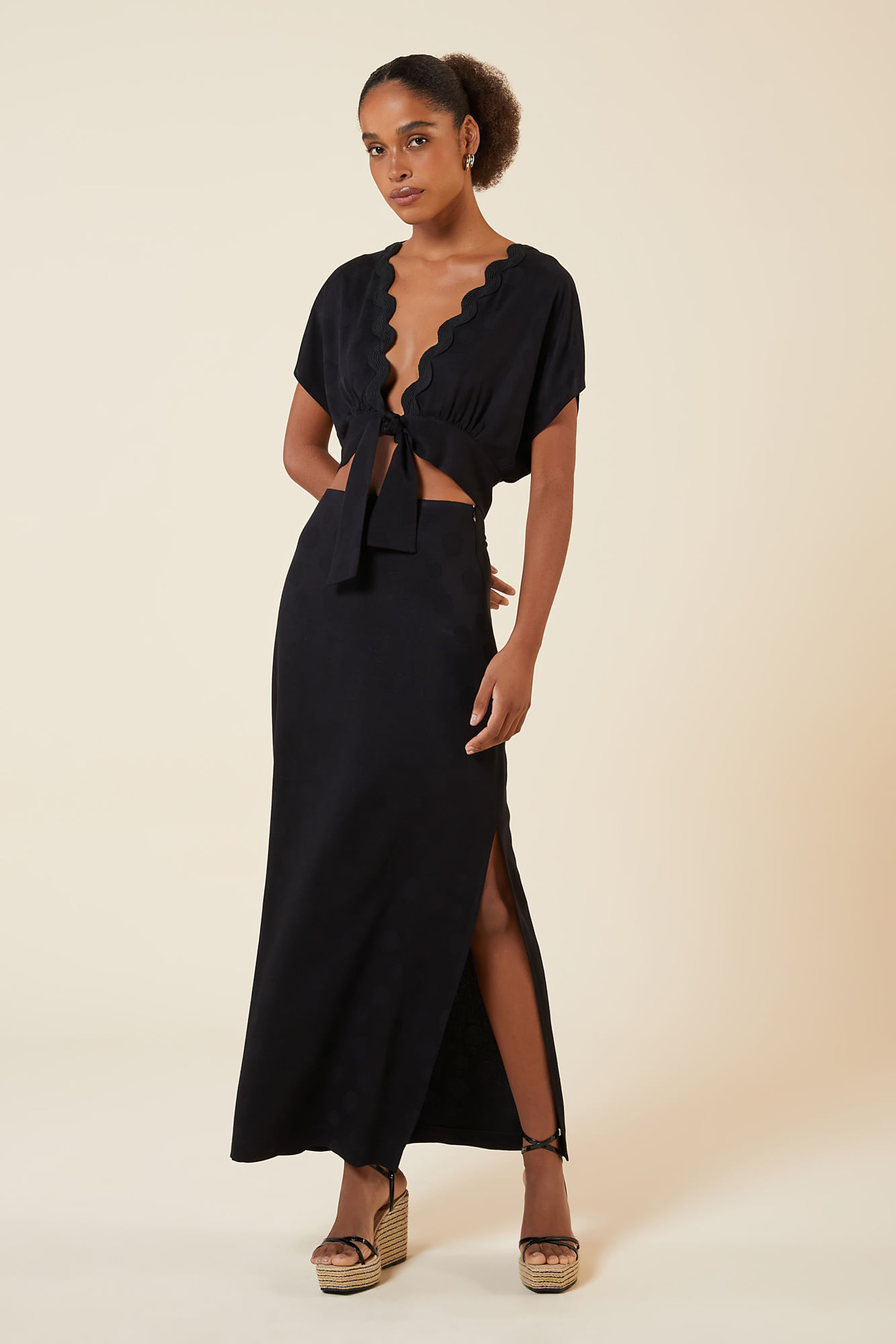SAIA LONGA FENDAS PRETO P - PRETO - 265141