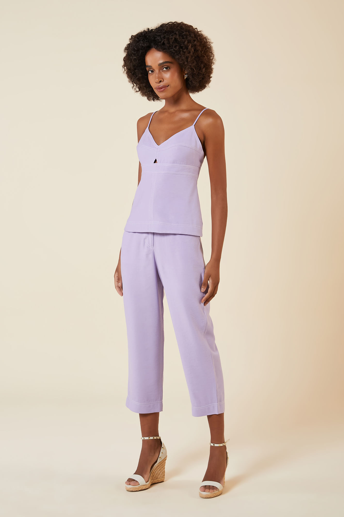BLUSA PESPONTOS LILAC / CREME P - LILAC / CREME - 265365