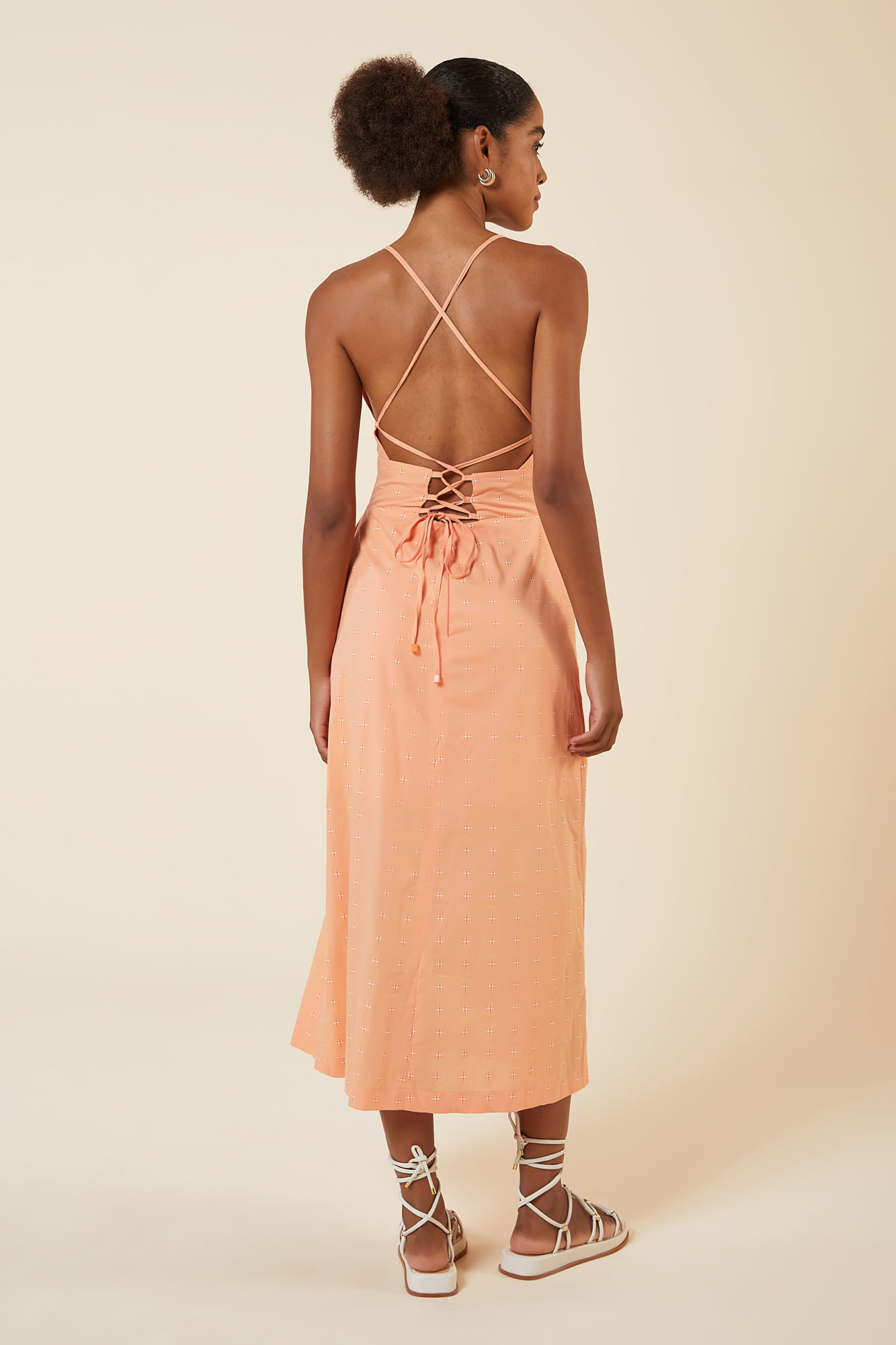 VESTIDO MIDI ALCA CRUZADA NAS COSTAS CORAL G - CORAL - 265382