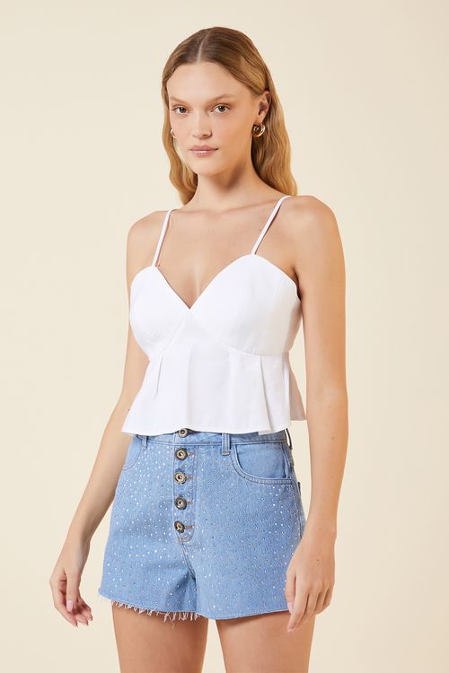 BLUSA CROPPED AMARRACAO NAS COSTAS BRANCO