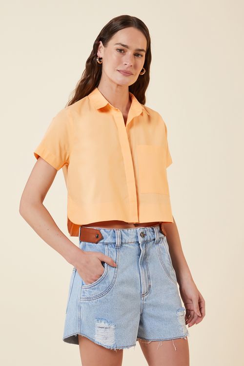 CAMISA BAINHA REDONDA APRICOT