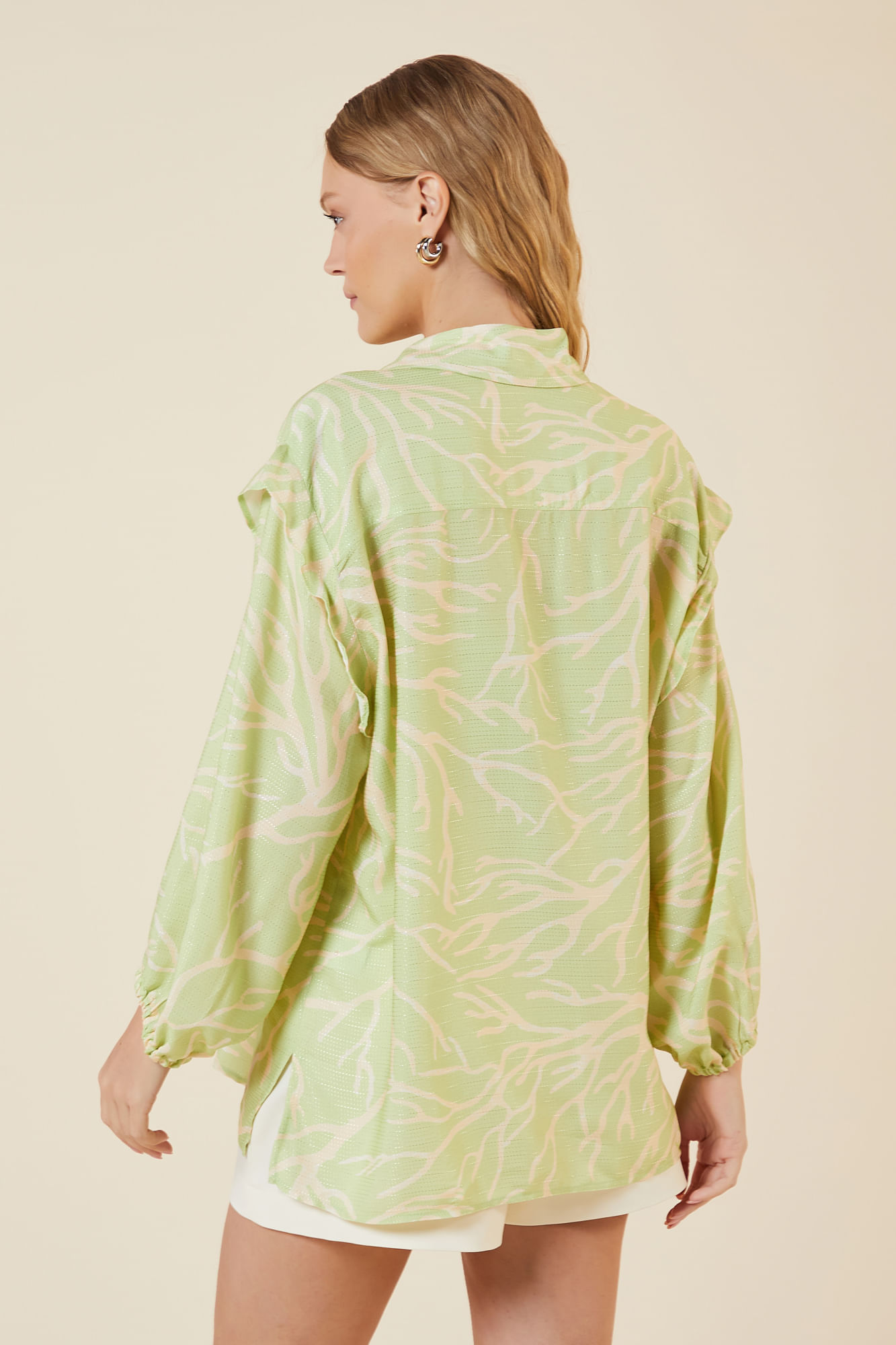 CAMISA COM BABADO ESTAMPA CORAIS G - EST CORAIS - 266247