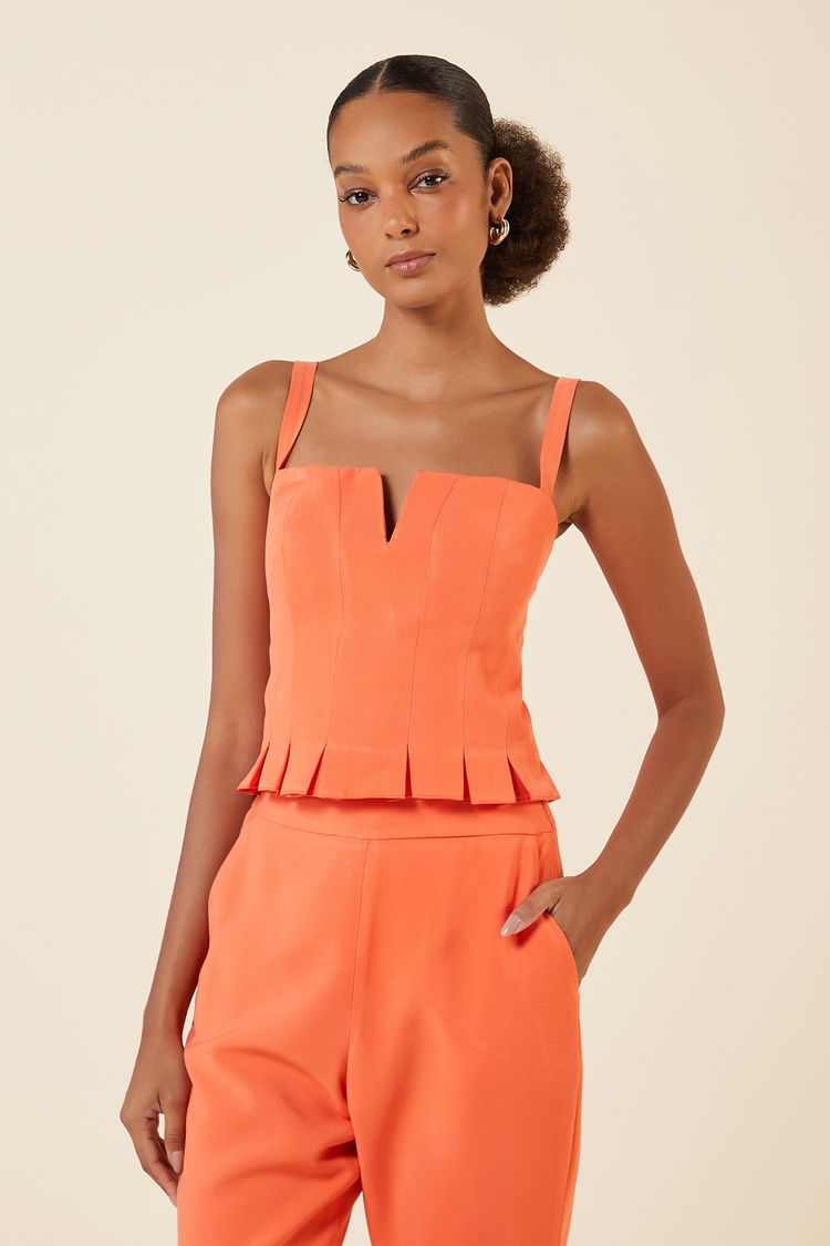 CROPPED COM DETALHE V CORAL P - CORAL - 266803