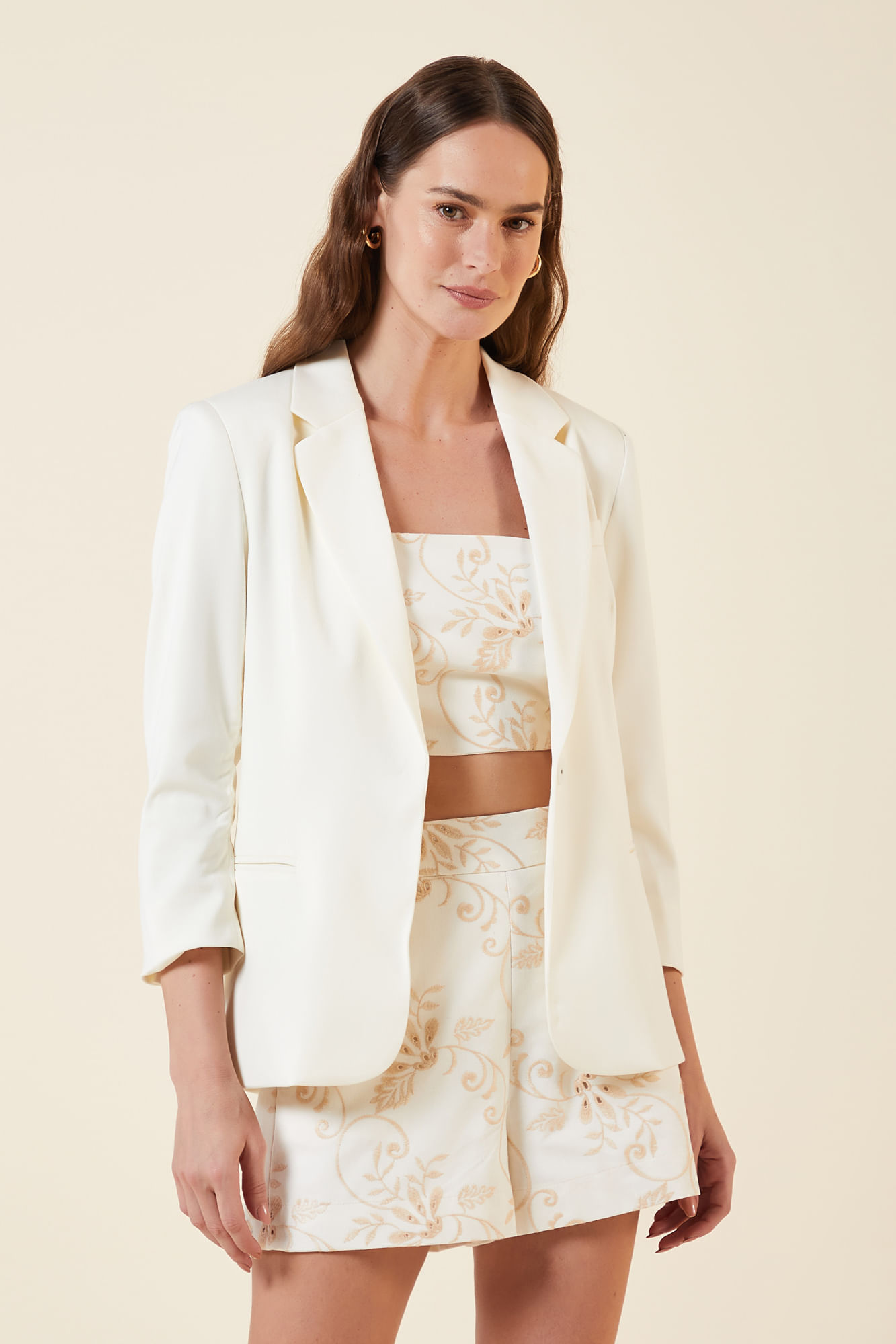 BLAZER COM MANGA 7/8 CREME P - CREME - 267244
