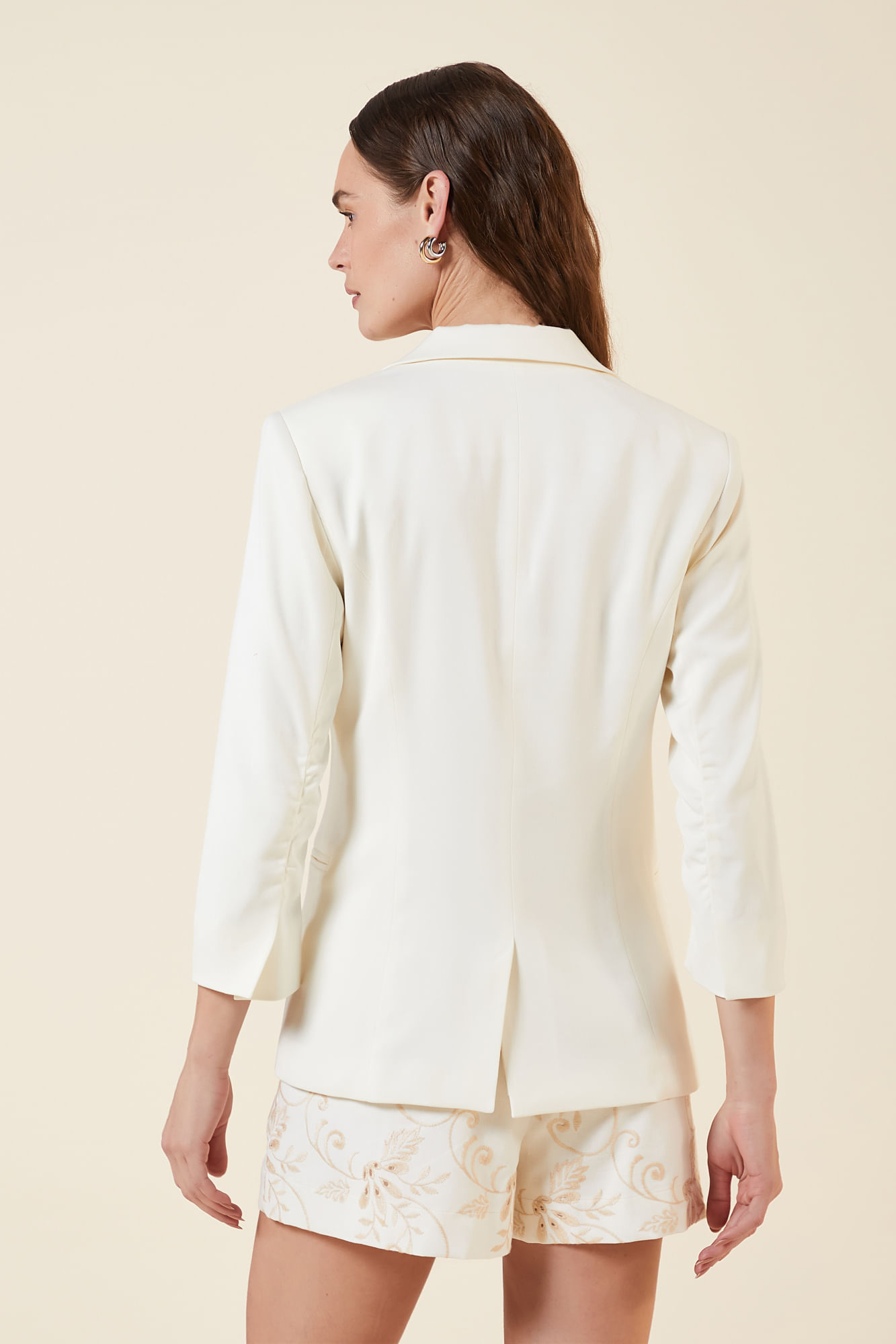 BLAZER COM MANGA 7/8 CREME P - CREME - 267259