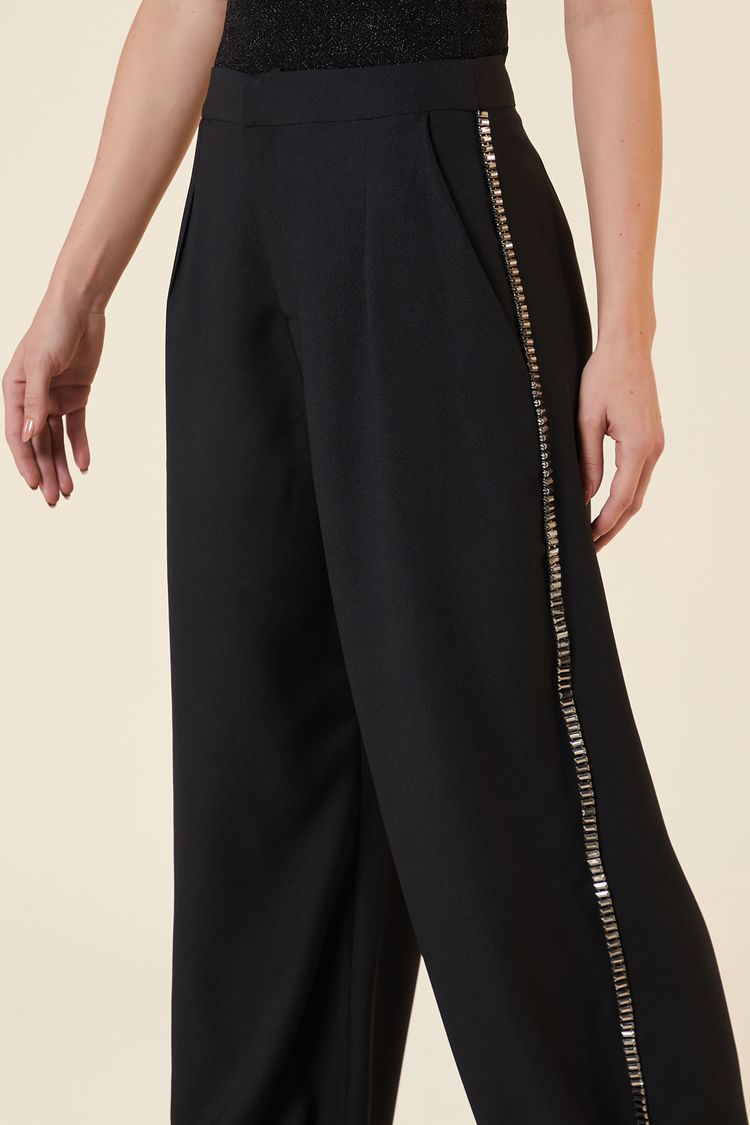 CALCA BORDADO LATERAL STRASS-PRETO P - PRETO - 267731