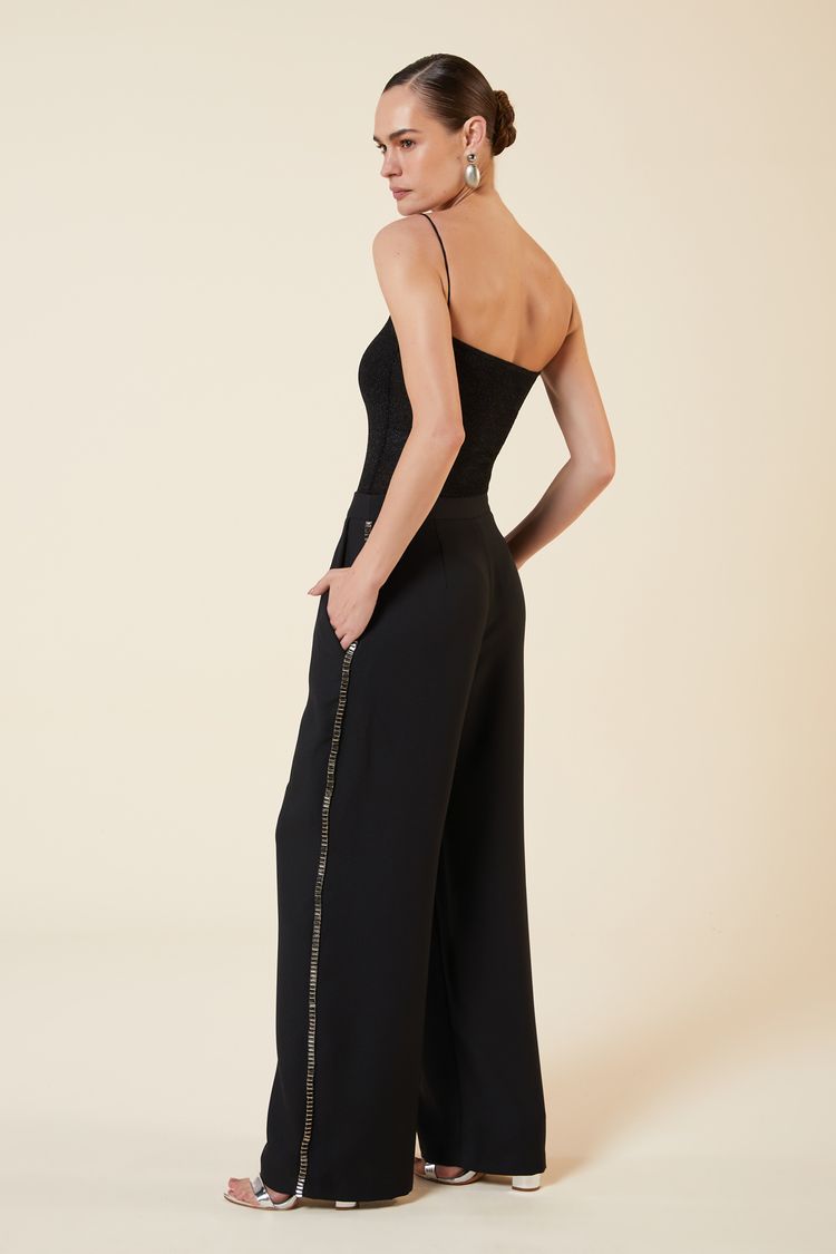 CALCA BORDADO LATERAL STRASS-PRETO P - PRETO - 267736