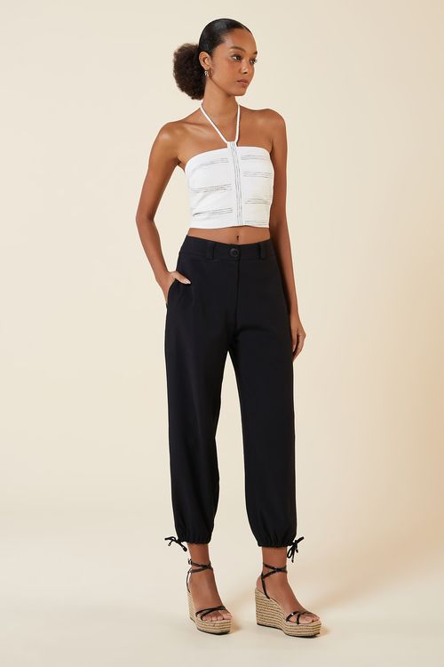 CROPPED LINHO RISCADO BRANCO / PRETO