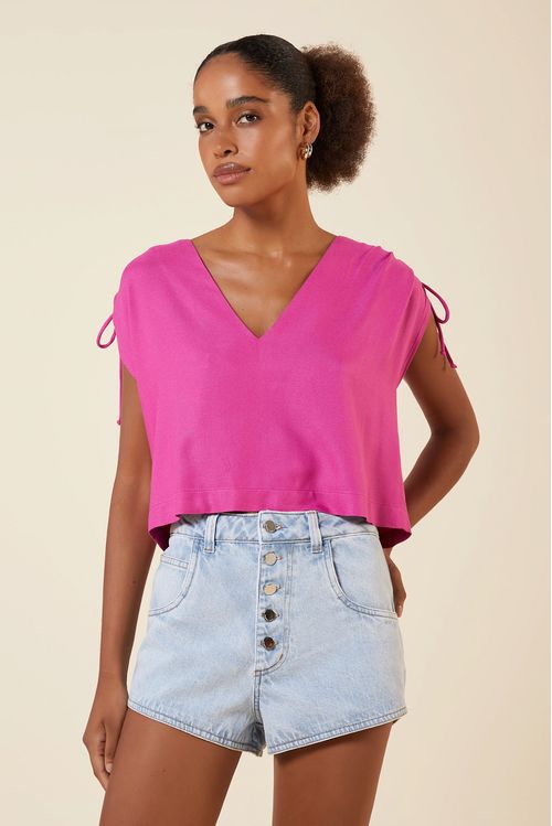 BLUSA DCT V FRANZIDO OMBROS-ROSE