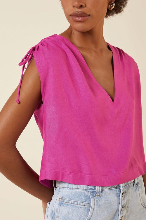 BLUSA DCT V FRANZIDO OMBROS-ROSE