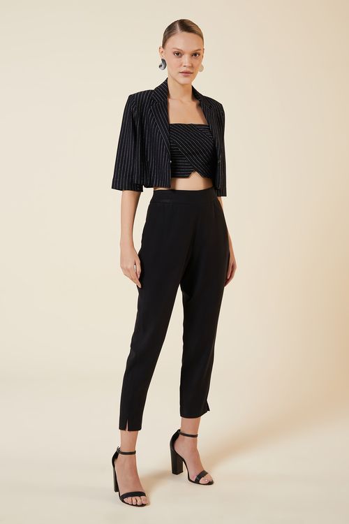 CROPPED TOMARA QUE CAIA RISCA DE GIZ PRETO / PRATA