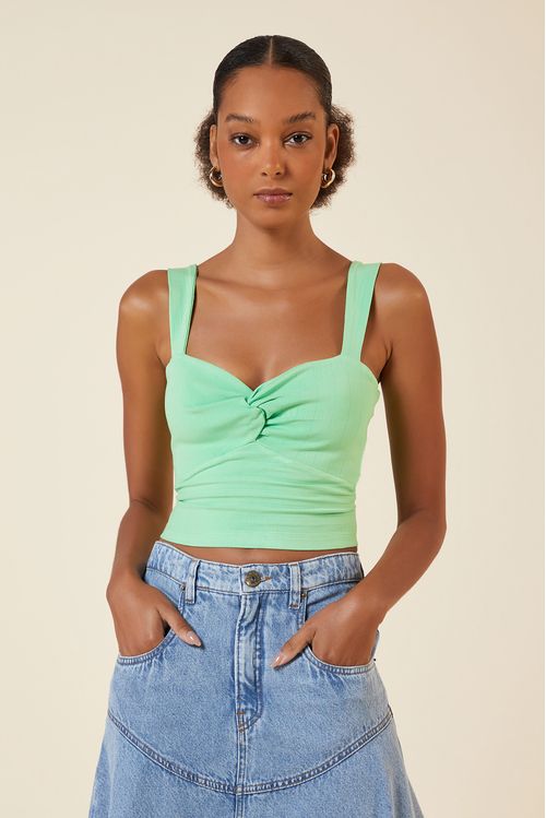 BLUSA CROPPED TORCIDA MALHA MENTA