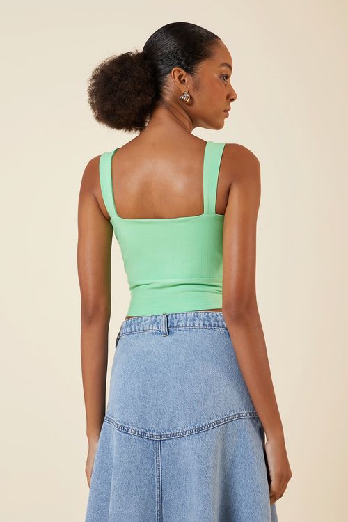 BLUSA CROPPED TORCIDA MALHA MENTA