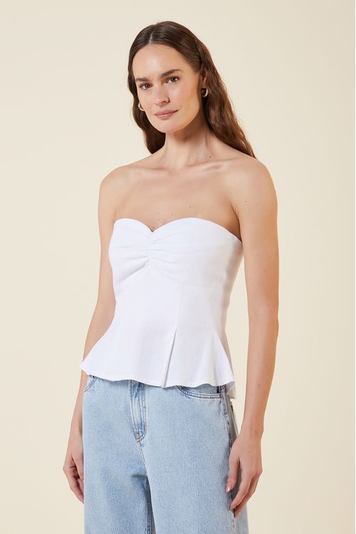 BLUSA TOMARA QUE CAIA DE LINHO BRANCO