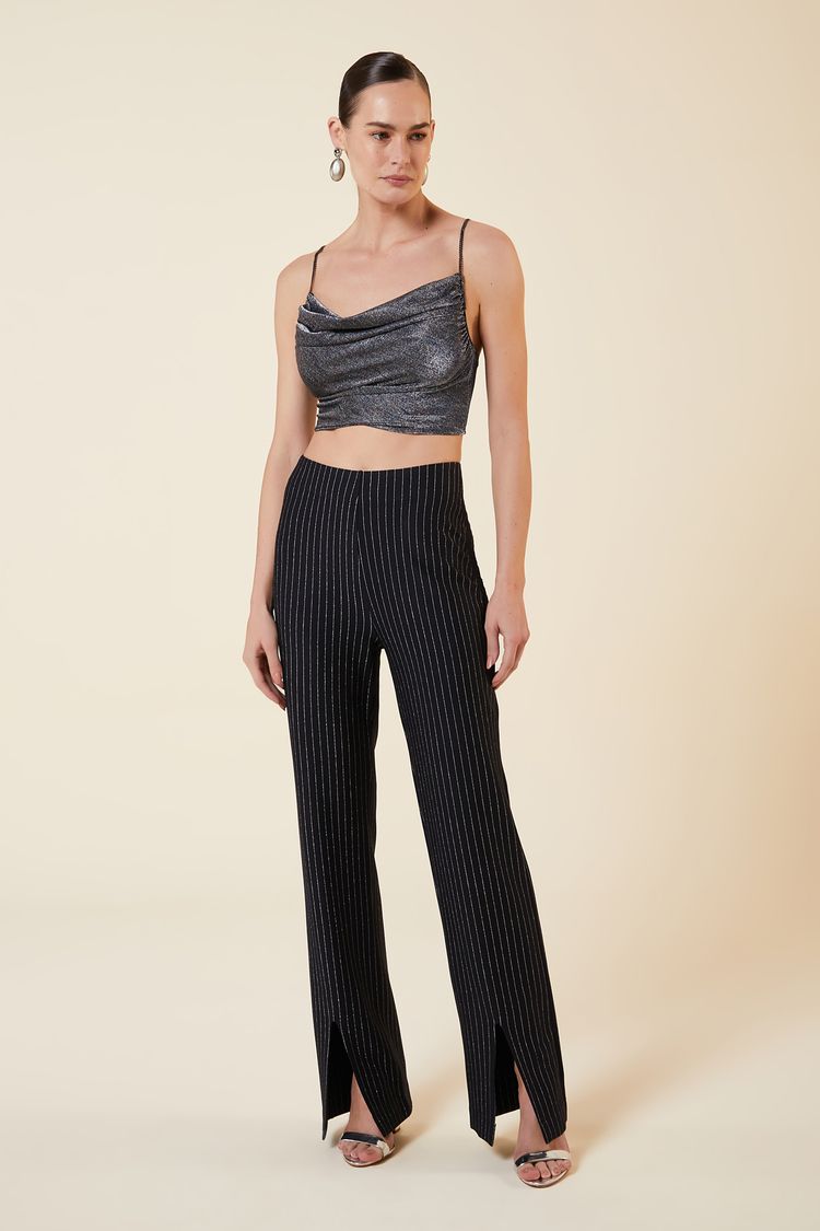 BLUSA ALCAS STRASS LUREX PRETO P - PRETO - 268963