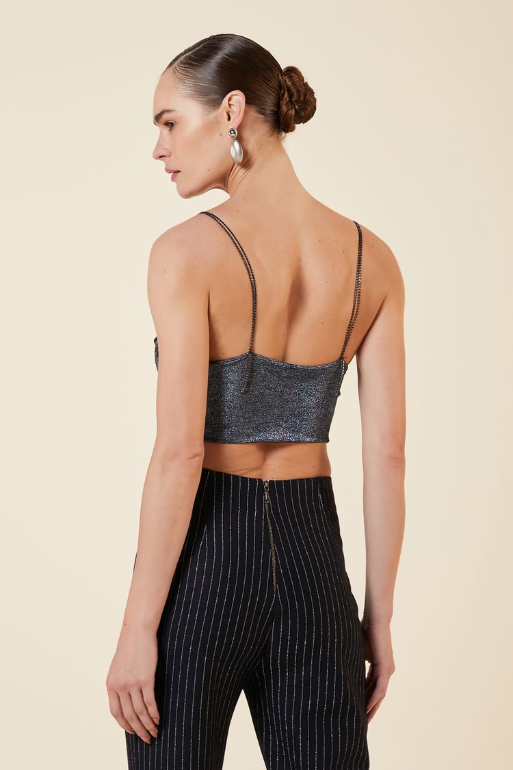 BLUSA ALCAS STRASS LUREX PRETO P - PRETO - 268971
