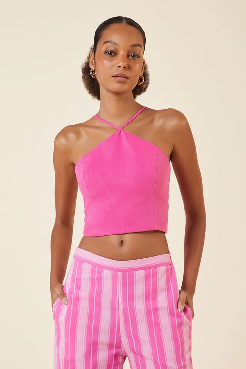 TOP CROPPED LINHO ENCORPADO ROSE