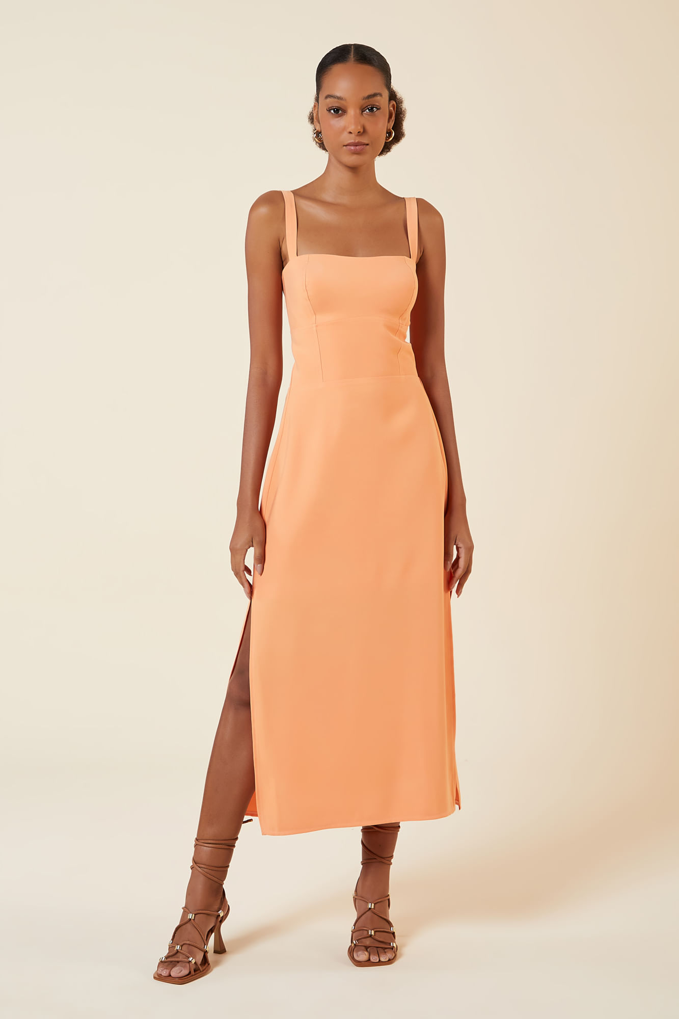 VESTIDO MIDI CORPETE APRICOT GG - APRICOT - 270229