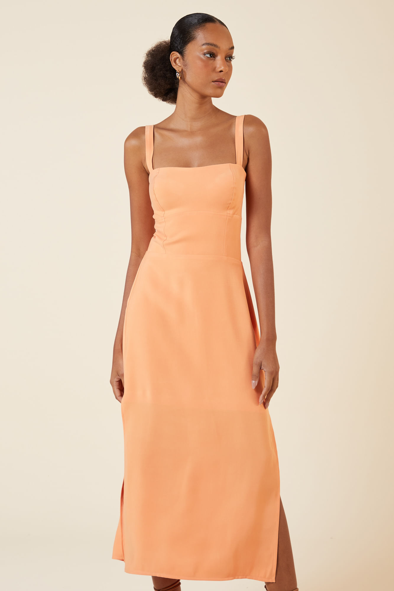 VESTIDO MIDI CORPETE APRICOT GG - APRICOT - 270234
