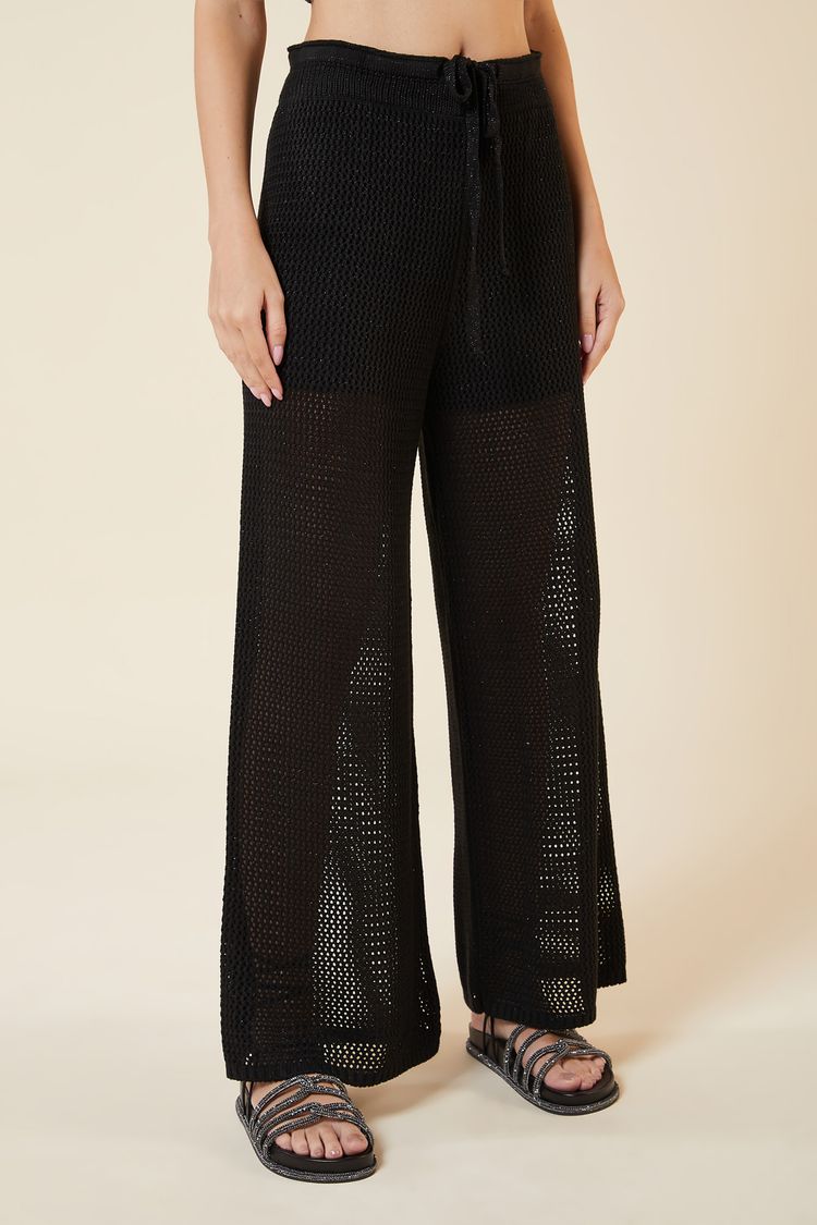CALCA PONTO REDE LUREX TRICOT PRETO / PRETO G - PRETO / PRETO - 270603