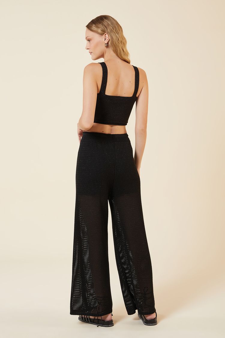 CALCA PONTO REDE LUREX TRICOT PRETO / PRETO G - PRETO / PRETO - 270611