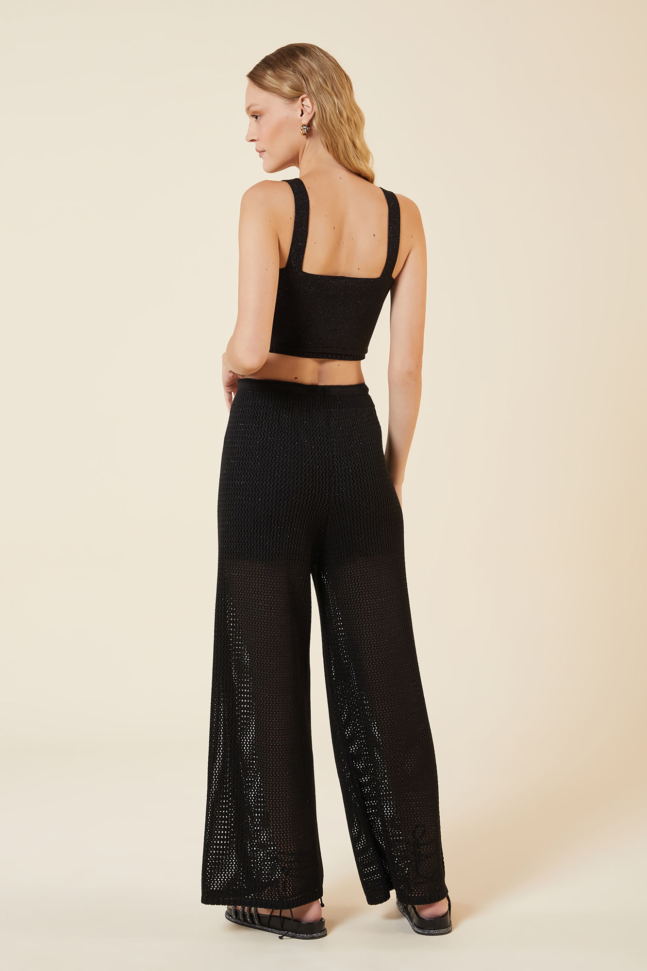 CALCA PONTO REDE LUREX TRICOT PRETO / PRETO G - PRETO / PRETO - 270611