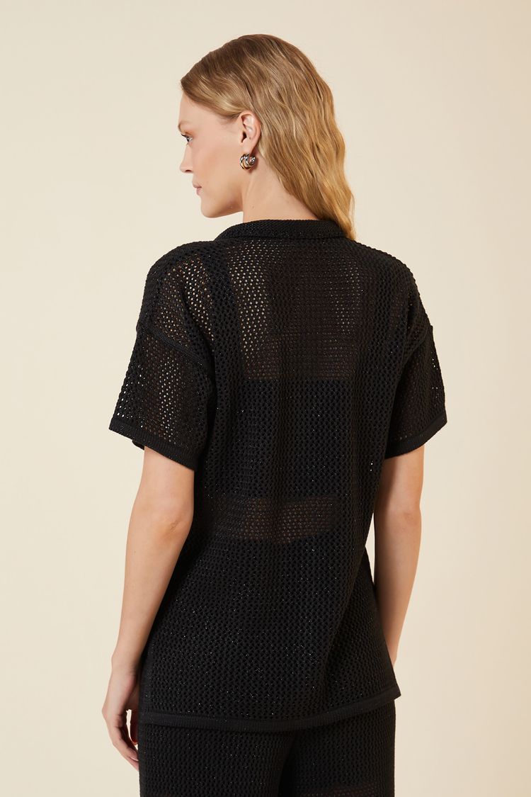 CAMISA PONTO REDE LUREX TRICOT PRETO / PRETO P - PRETO / PRETO - 270644