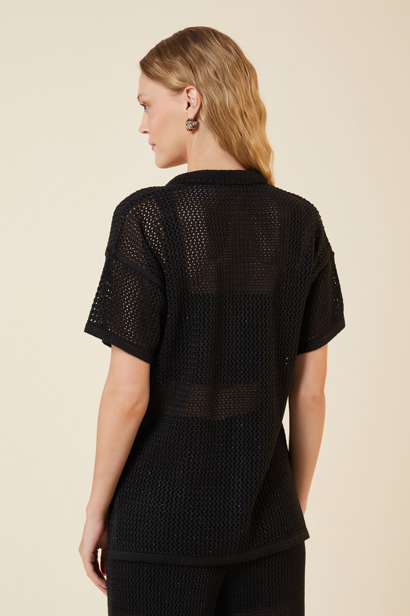 CAMISA PONTO REDE LUREX TRICOT PRETO / PRETO P - PRETO / PRETO - 270644
