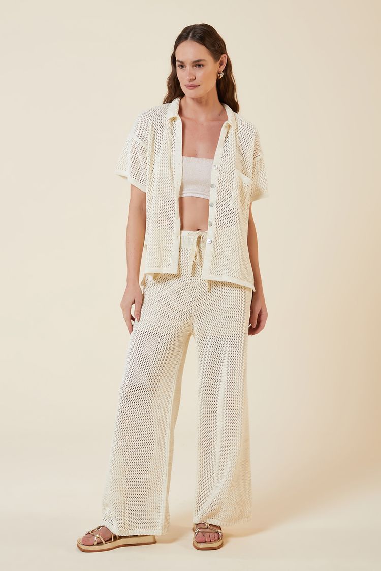 CAMISA PONTO REDE LUREX TRICOT CREME / DOURADO P - CREME / DOURADO - 270651