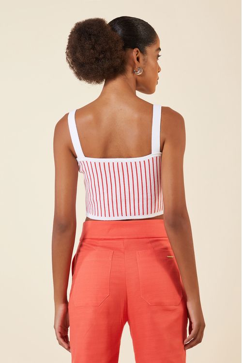 CROPPED BOJO LISTRAS TRICOT CORAL / CREME