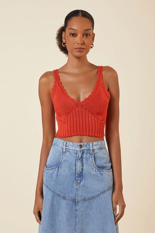 CROPPED PONTO CROCHE CORAL