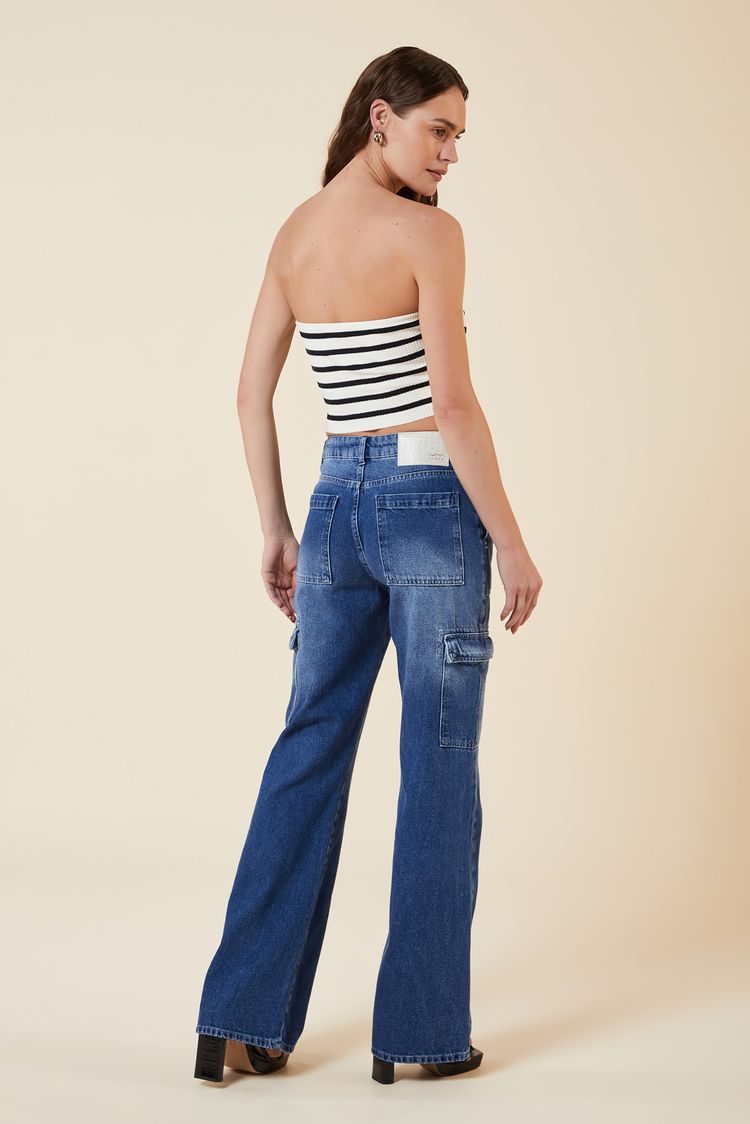 CALCA CARGO JEANS-JEANS ESCURO 44 - JEANS ESCURO - 271611