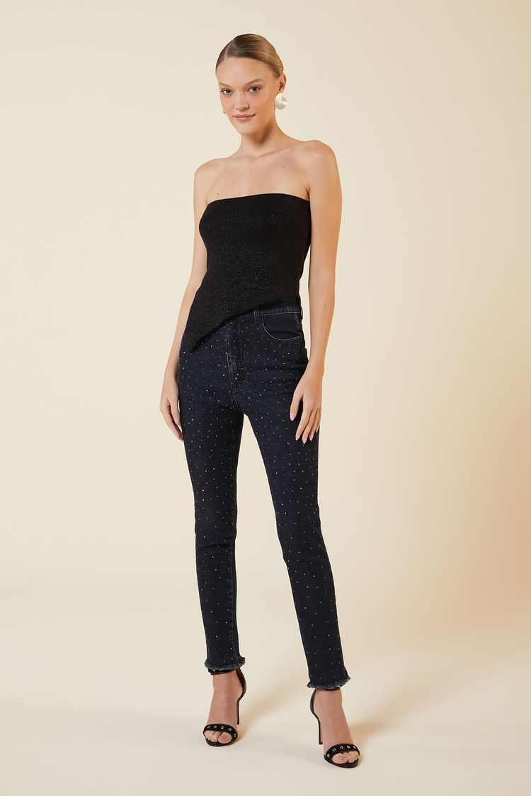 CALCA SKINNY BLACK JEANS BRILHO PRETO 36 - PRETO - 271736