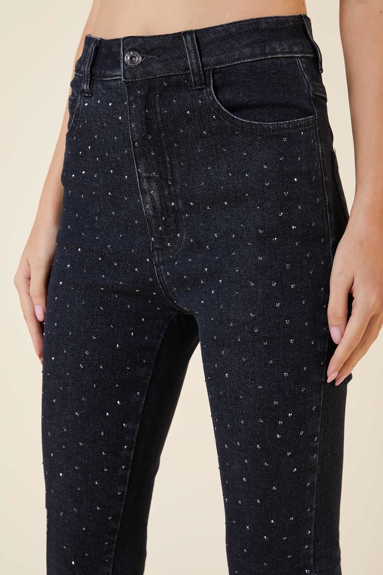 CALCA SKINNY BLACK JEANS BRILHO PRETO 36 - PRETO - 271742