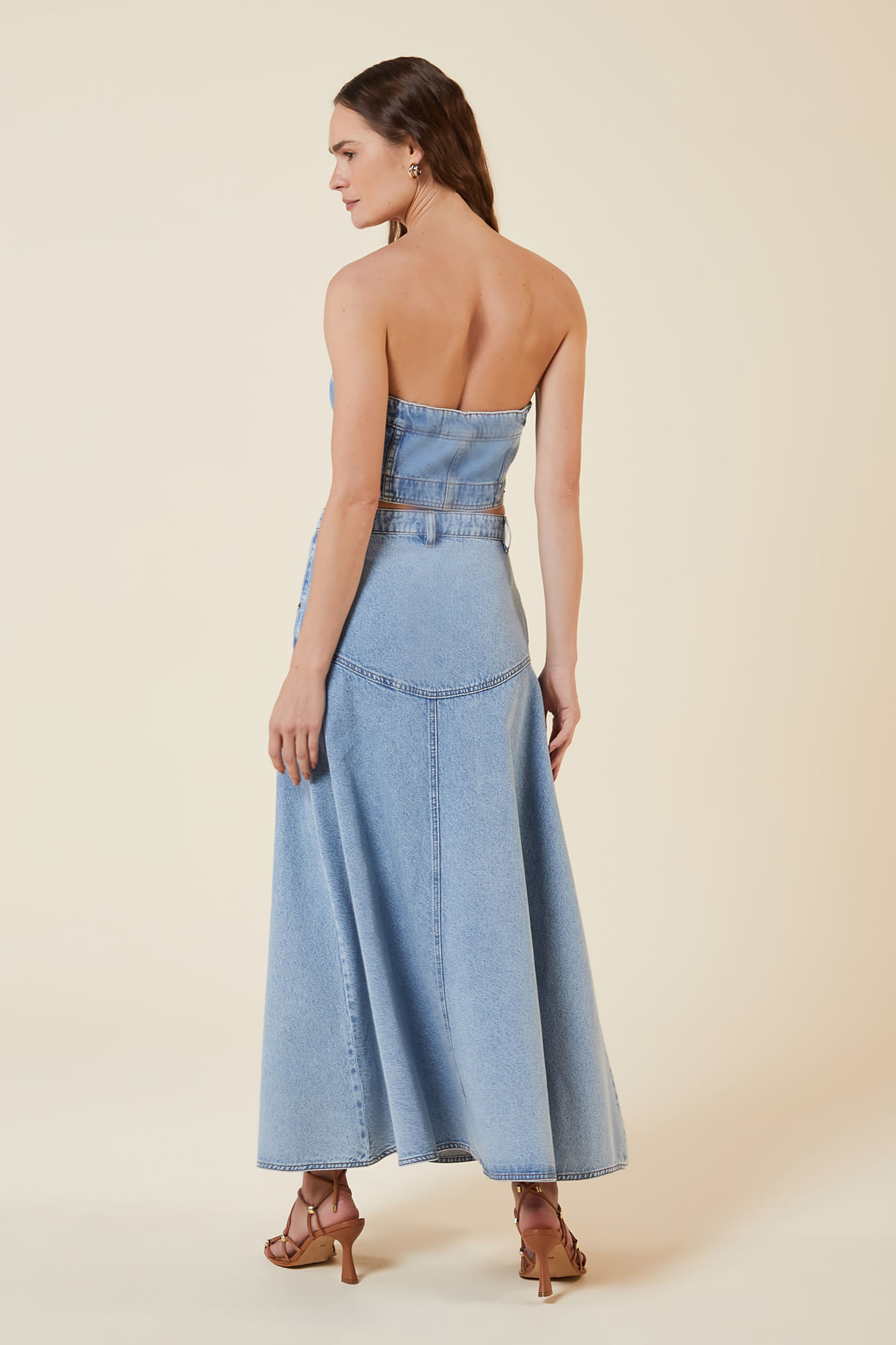 SAIA LONGA FENDA RECORTE JEANS CLARO 36 - JEANS CLARO - 271921