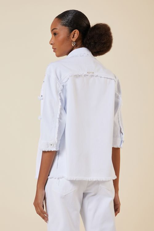 CAMISA SARJA DESFIADA TACHINHAS-BRANCO