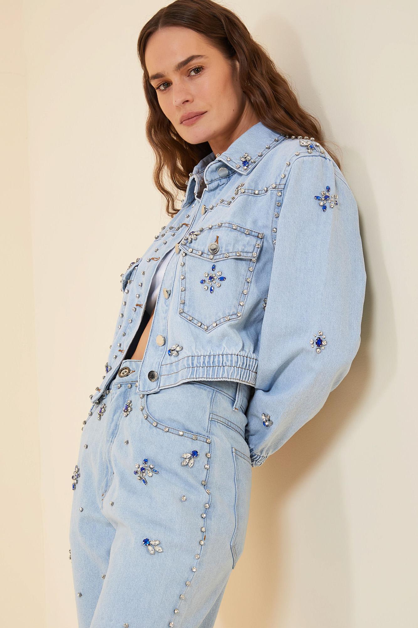 JAQUETA JEANS BORDADA-JEANS CLARO GG - JEANS CLARO - 272040