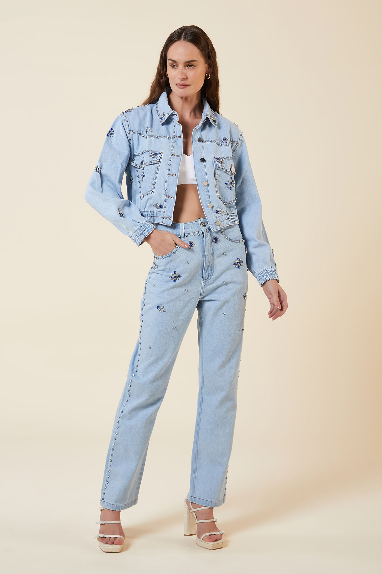 JAQUETA JEANS BORDADA-JEANS CLARO GG - JEANS CLARO - 272045