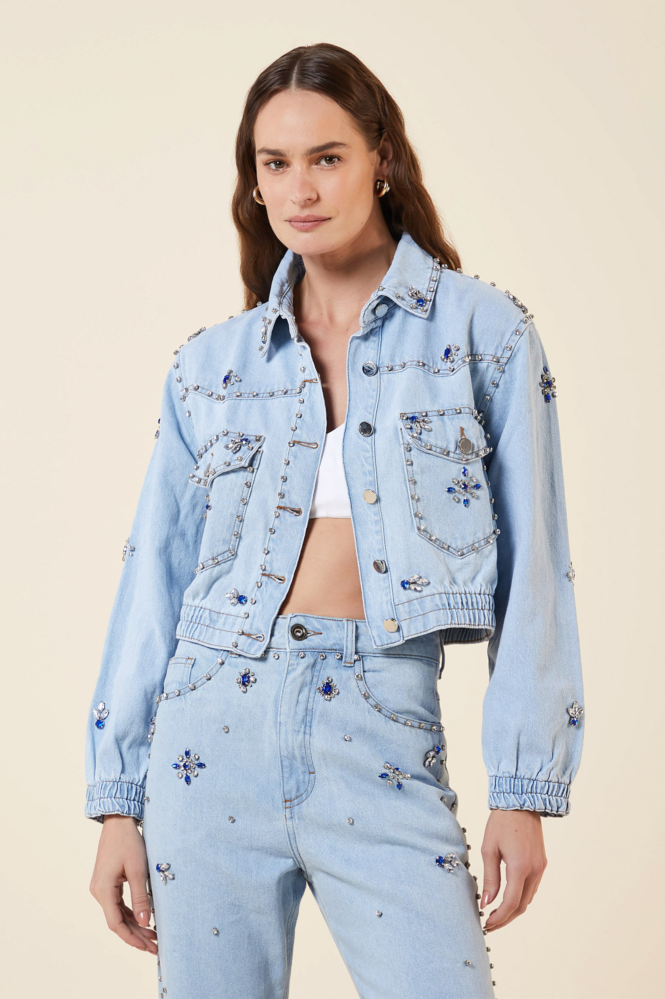 JAQUETA JEANS BORDADA-JEANS CLARO GG - JEANS CLARO - 272050